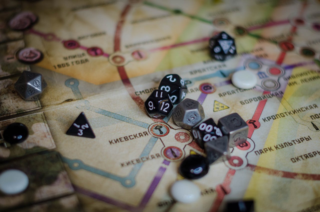 why-choose-us A vibrant board game scene featuring dice and a colorful map layout.